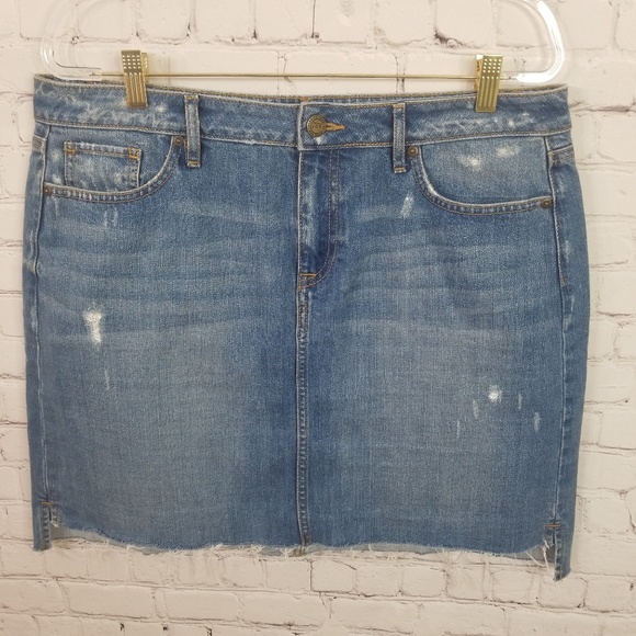 LOFT Dresses & Skirts - Ann Taylor Loft distressed step hem Denim skirt